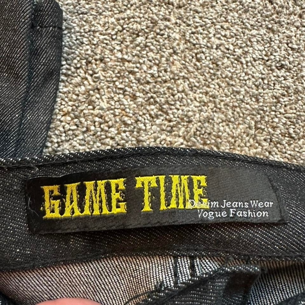 Game Time Jeans Hip Hop Baggy Streetwear Denim Size 36x31 Velvet pocket - Picture 4 of 8